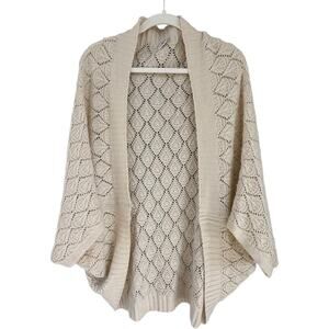 Open Knit Cardigan and Scarf, Cream